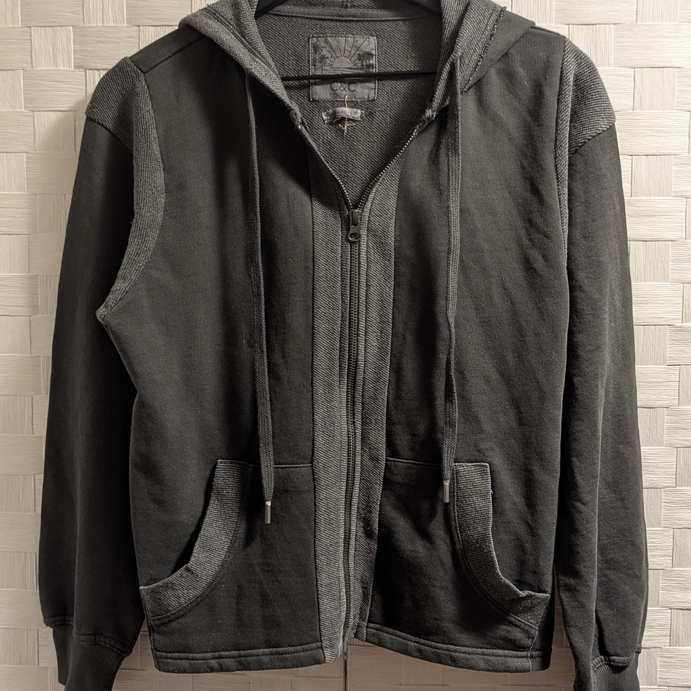 C&C California Gray Zip-Up Hoodie Small New w/o Tags beach summer jacket